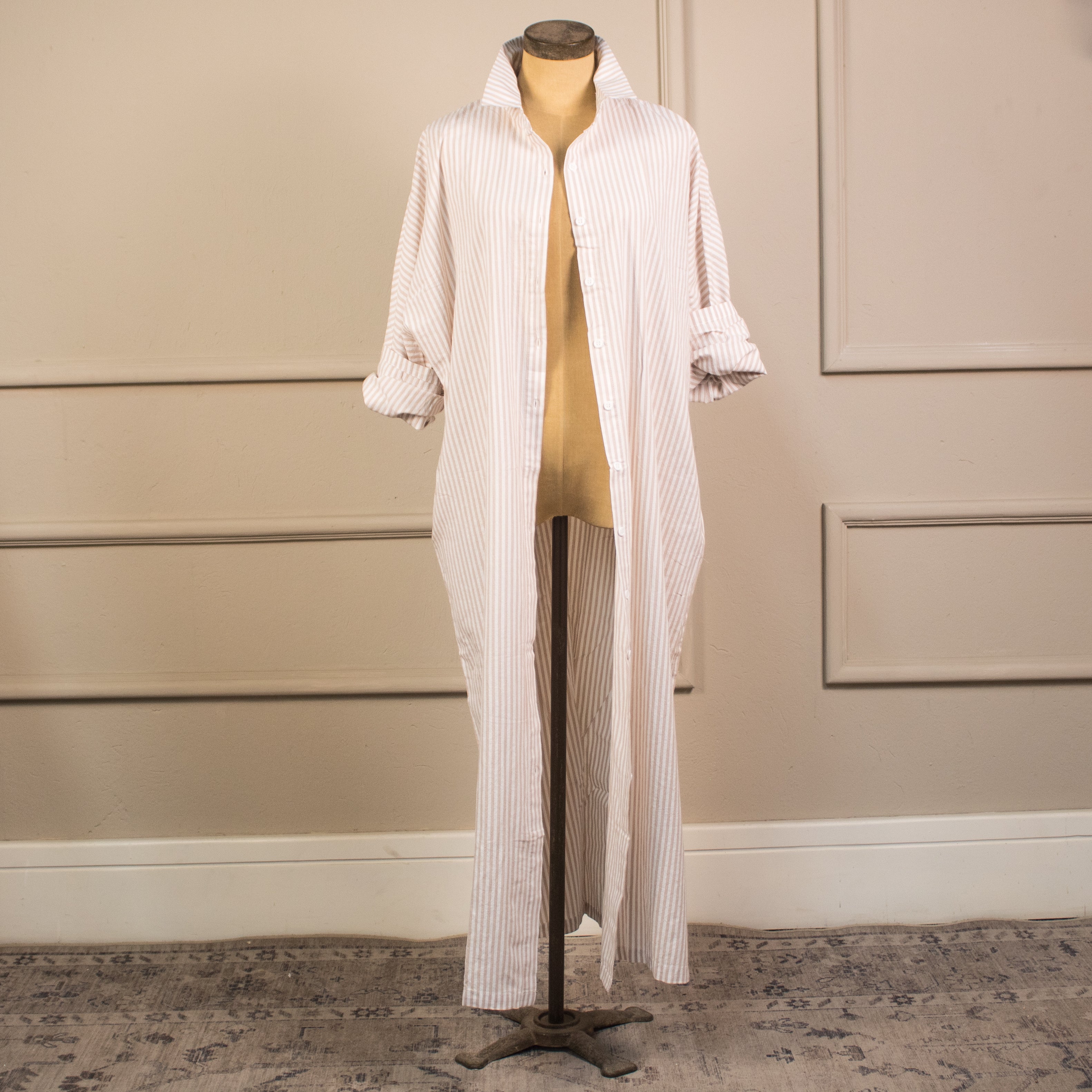 CAMISA/VESTIDO A RAYAS BEIGE