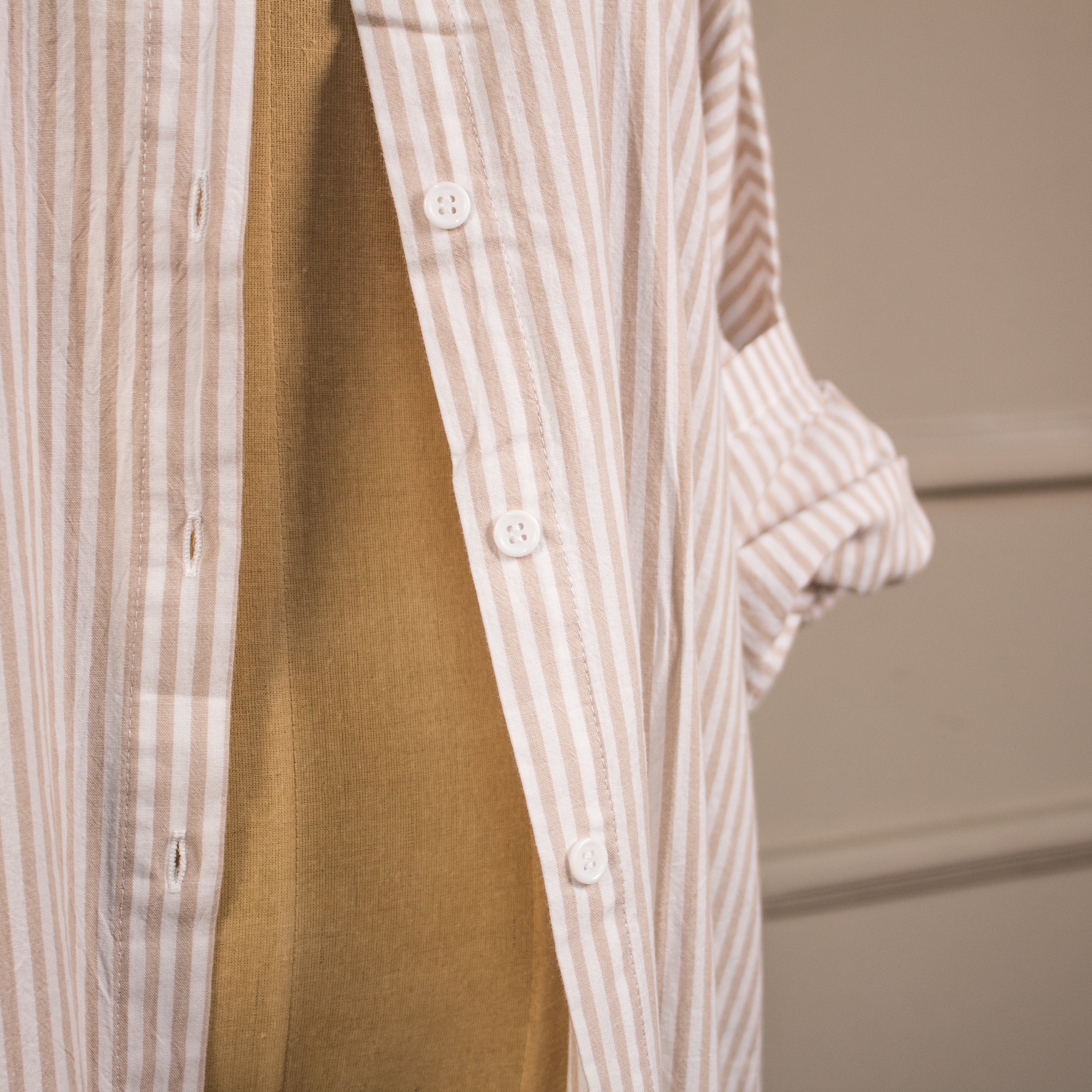 CAMISA/VESTIDO A RAYAS BEIGE