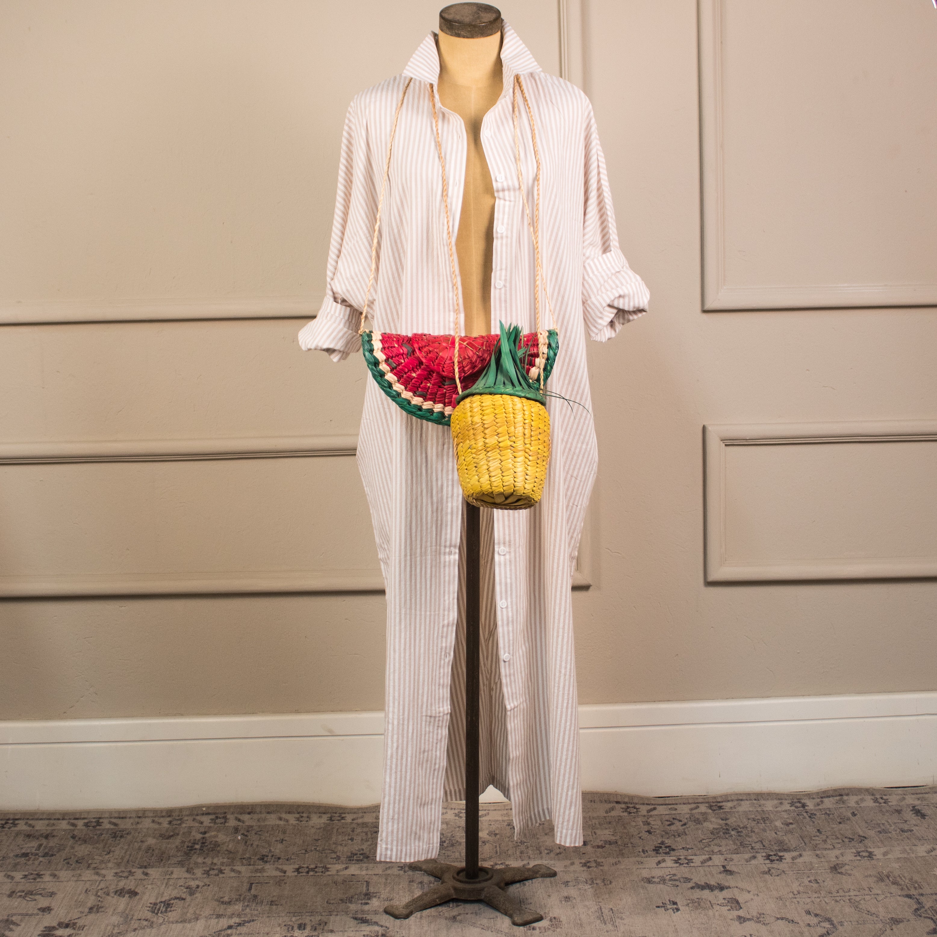 CAMISA/VESTIDO A RAYAS BEIGE